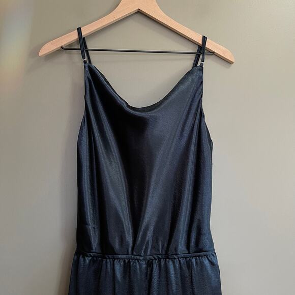 NWT Samsoe & Samsoe Fredericka Jumpsuit Navy Blue Satin Size Medium Cowl Neck - Picture 7 of 16